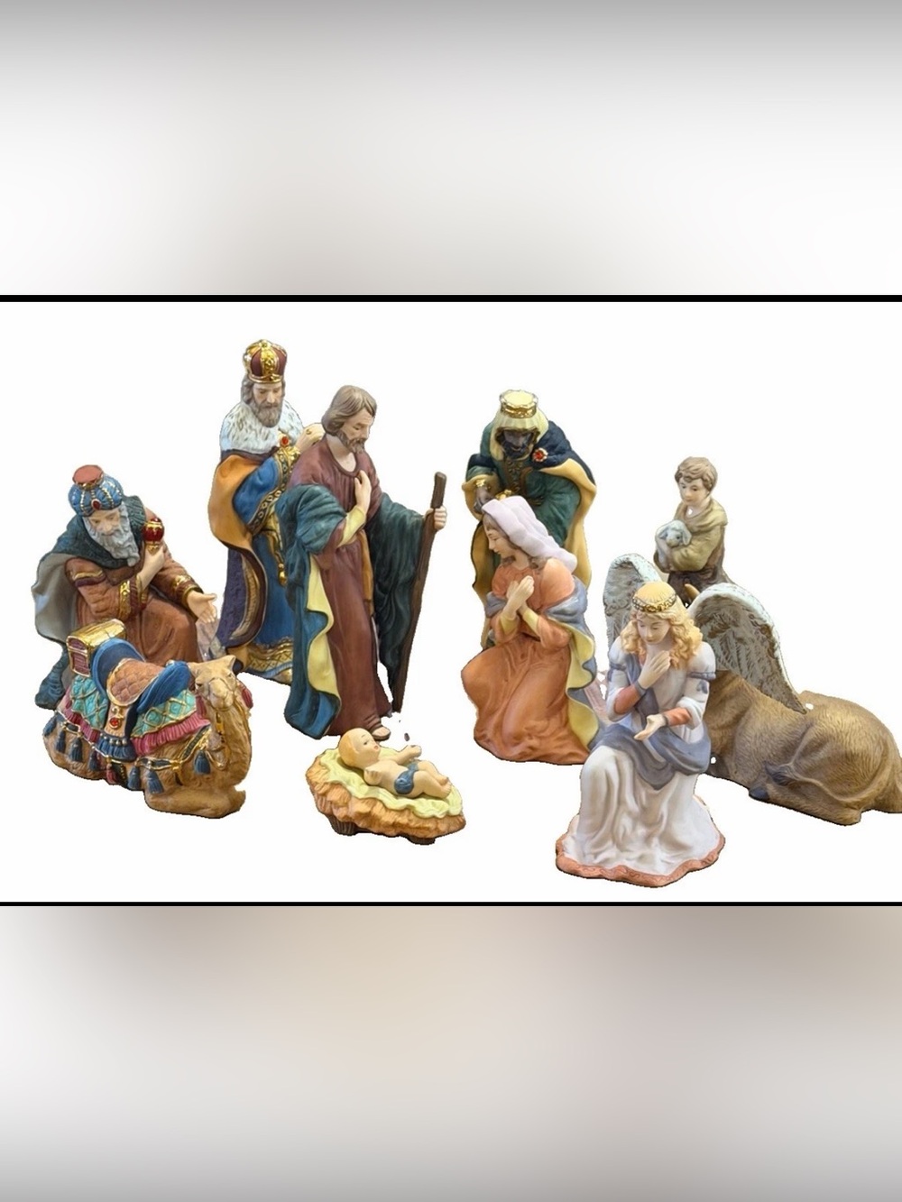 Vtg Kirkland Signature 10 Piece Large Porcelain Nativity Set MINT Tallest 9”